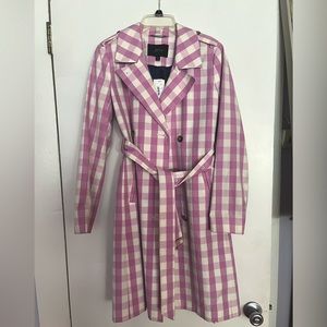 J Crew size 6 gingham check trench coat.